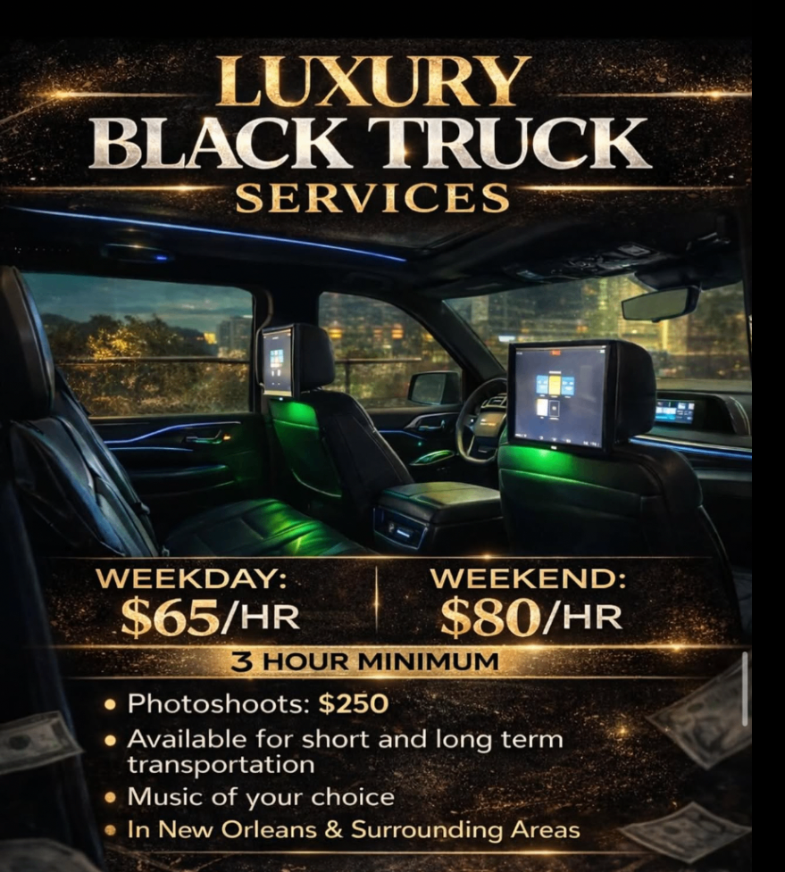 Frenzy luxury black truck services flyer