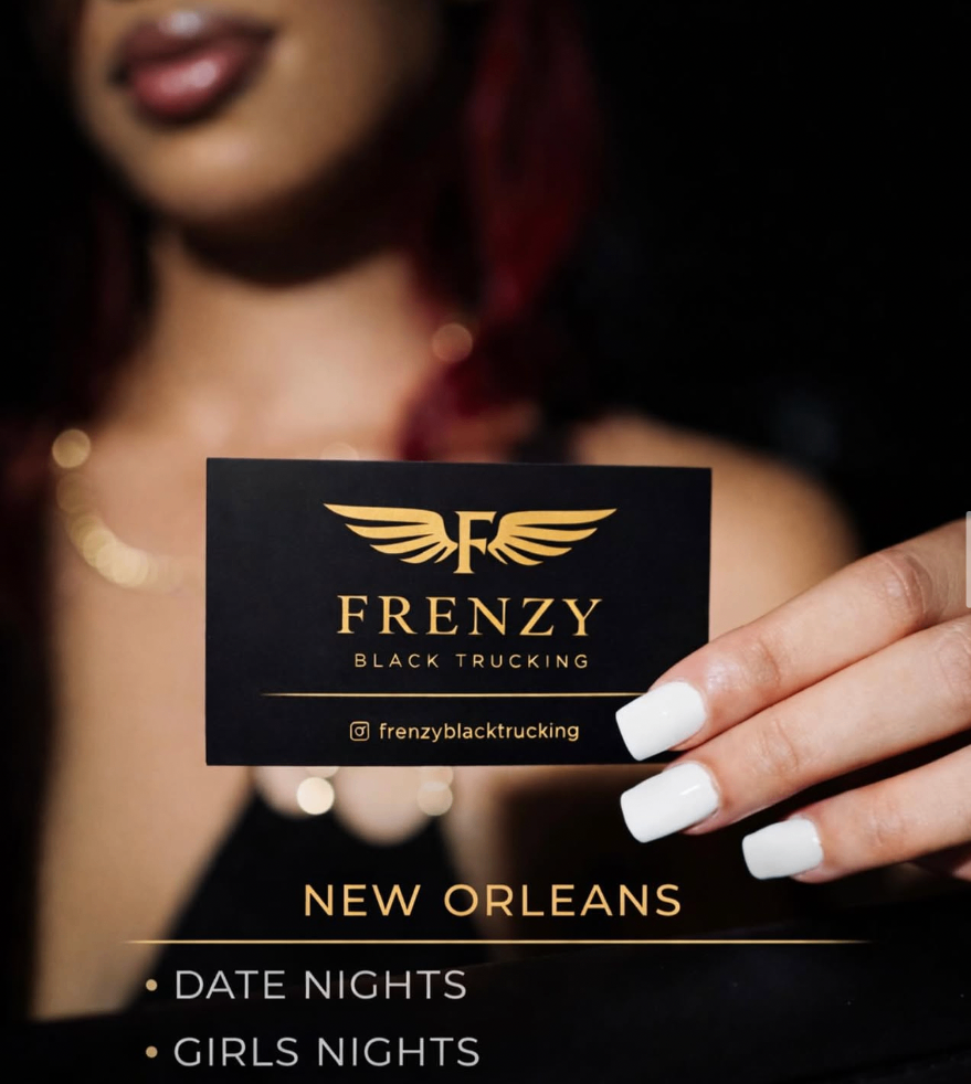 Frenzy Day promo card with business card and service list