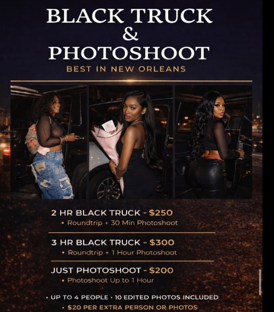 Frenzy black truck and photoshoot flyer